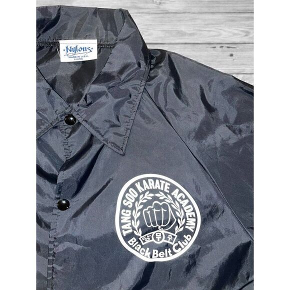 Vintage Karate Academy Tang Soo Black Windbreaker Jacket Men’s Size X-Large - Picture 3 of 7